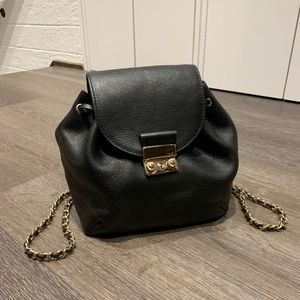Zara Leather Backpack With Metal Clasp
